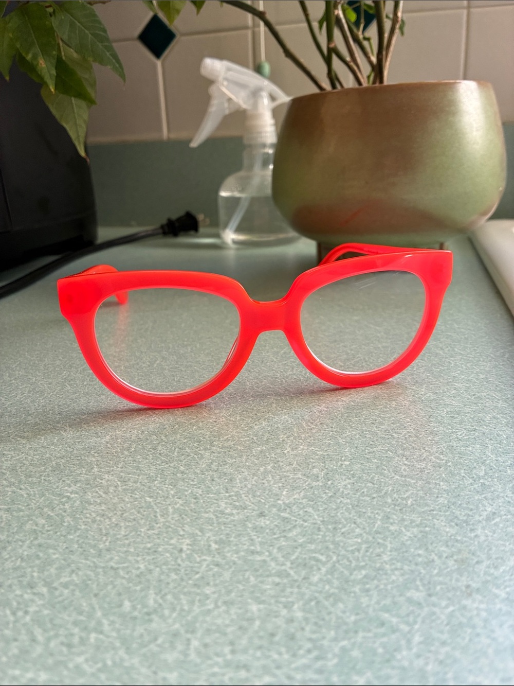 Neon Orange Cat-Eye Women's Reading Glasses +2.5- Bold Fashion Frames